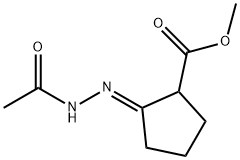 Cyclopentanecarboxylic acid, 2-(acetylhydrazono)-, methyl ester, (E)- (9CI) Structure