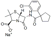 sodium (2S,5R,6R)-6-[[1-(3-chlorophenyl)cyclopentanecarbonyl]amino]-3, 3-dimethyl-7-oxo-4-thia-1-azabicyclo[3.2.0]heptane-2-carboxylate Struktur