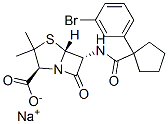 sodium (2S,5R,6R)-6-[[1-(3-bromophenyl)cyclopentanecarbonyl]amino]-3,3 -dimethyl-7-oxo-4-thia-1-azabicyclo[3.2.0]heptane-2-carboxylate Structure