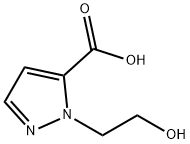 1-(2-ヒドロキシエチル)-1H-ピラゾール-5-カルボン酸 化学構造式