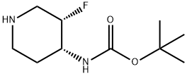 (3S,4R)-4-(BOC-アミノ)-3-フルオロピペリジン 化学構造式
