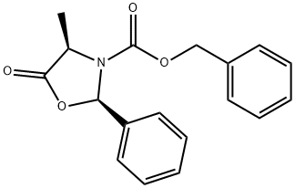 (2R,4R)-3-Benzyloxycarbonyl-4-methyl-2-phenyl-1,3-oxazolidin-5-one Struktur