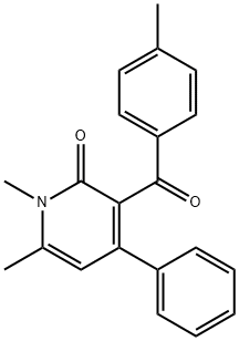 1,6-Dimethyl-3-(4-methylbenzoyl)-4-phenyl-2(1H)-pyridinone 化学構造式