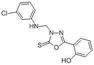1,3,4-Oxadiazole-2(3H)-thione, 3-(((3-chlorophenyl)amino)methyl)-5-(2- hydroxyphenyl)-,143658-81-5,结构式