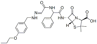 (2S,5R,6R)-3,3-dimethyl-7-oxo-6-[[2-phenyl-2-[[(2E)-2-[(4-propoxybenzo yl)hydrazinylidene]acetyl]amino]acetyl]amino]-4-thia-1-azabicyclo[3.2. 0]heptane-2-carboxylic acid Structure