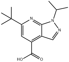 6-(TERT-BUTYL)-1-ISOPROPYL-1H-PYRAZOLO[3,4-B]PYRIDINE-4-CARBOXYLIC ACID, 1437458-13-3, 结构式