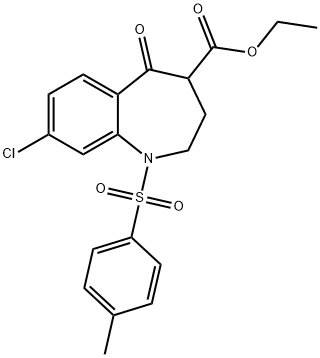 8-氯-2,3,4,5-四氢-1-[(4-甲基苯基)磺酰基]-5-氧代-1H-1-苯并氮杂卓-4-羧酸乙酯,143771-90-8,结构式