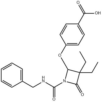 4-((4-carboxyphenyl)oxy)-3,3-diethyl-1-(((phenylmethyl)amino)carbonyl)-2-azetidinone Structure