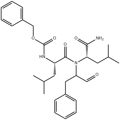 N-benzyloxycarbonyl-leucyl-leucyl-phenylalaninal 化学構造式