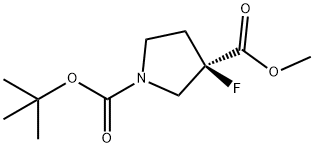 (R)-1-BOC-3-フルオロピロリジン-3-カルボン酸メチル 化学構造式