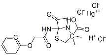 6-[(2-cyclohexatrienyloxyacetyl)amino]-3,3-dimethyl-7-oxo-4-thia-1-aza bicyclo[3.2.0]heptane-2-carboxylate, hydrogen(+1) cation, mercury(+2) cation, chloride,144022-51-5,结构式