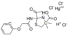 6-[(2-cyclohexatrienyloxyacetyl)amino]-3,3-dimethyl-7-oxo-4-thia-1-aza bicyclo[3.2.0]heptane-2-carboxylate, hydrogen(+1) cation, mercury(+2) cation, chloride Structure