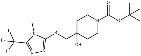 tert-Butyl 4-hydroxy-4-({[4-methyl-5-(trifluoromethyl)-4H-1,2,4-triazol-3-yl]thio}methyl)piper|4-羟基-4-(((4-甲基-5-(三氟甲基)-4H-1,2,4-三唑-3-基)硫代)甲基)哌啶-1-羧酸叔丁酯