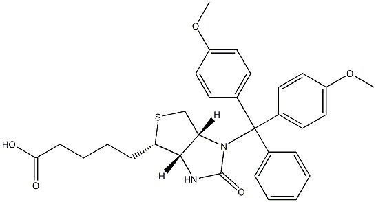 1H-Thieno[3,4-d]iMidazole-4-pentanoic acid, 1-[bis(4-Methoxyphenyl)phenylMethyl]hexahydro-2-oxo-, [3aS-(3aa,4b,6aa)]- Struktur