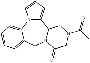 9H,11H-Pyrazino(2,1-c)pyrrolo(1,2-a)(1,4)benzodiazepin-11-one, 12,13,1 4,14a-tetrahydro-13-acetyl- Struktur