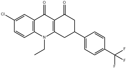 7-Chloro-10-ethyl-3-[4-(trifluoromethyl)phenyl]-3,4-dihydro-1,9(2H,10H )-acridinedione Struktur