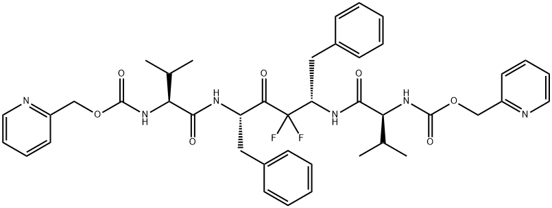 pyridin-2-ylmethyl N-[(1S)-1-[[(2S,5S)-3,3-difluoro-5-[[(2S)-3-methyl- 2-(pyridin-2-ylmethoxycarbonylamino)butanoyl]amino]-4-oxo-1,6-diphenyl -hexan-2-yl]carbamoyl]-2-methyl-propyl]carbamate Structure