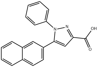 5-NAPHTHALEN-2-YL-1-PHENYL-1H-PYRAZOLE-3-CARBOXYLIC ACID Structure