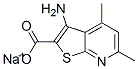 SODIUM 3-AMINO-4,6-DIMETHYLTHIENO[2,3-B]PYRIDINE-2-CARBOXYLATE 化学構造式