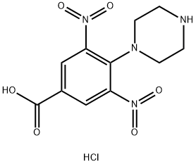 3,5-二硝基-4-哌嗪-1-基苯甲酸盐酸盐 结构式