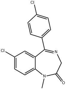 7-氯-5-(4-氯苯基)-1,3-二氢-1-甲基-2H-1,4-苯并二氮杂-2-酮, 14439-61-3, 结构式