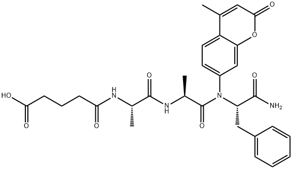 glutaryl-alanyl-alanyl-phenylalanyl-amidomethylcoumarin Struktur