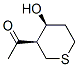 Ethanone, 1-(tetrahydro-4-hydroxy-2H-thiopyran-3-yl)-, (3R-cis)- (9CI) Structure