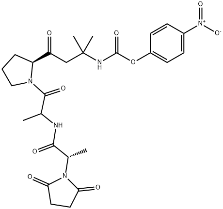 4-nitrophenyl N-(succinyl-alanyl-alanyl-prolylmethyl)-N-isopropylcarbamate 结构式