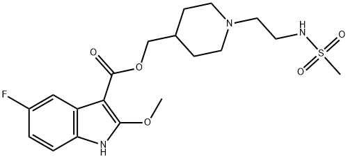 5 - 氟2 - 甲氧基- 1H -吲哚3 - 羧基酸-[1 - [2 - [(甲磺酰基)氨基]乙基] -4 - 哌啶基]甲酯, 144625-67-2, 结构式