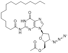 5'-O-乙酰基-3'-叠氮基-2',3'-二脱氧-N2-棕榈酰鸟苷 结构式