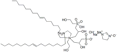 [2-(8-十七烯基)-1-(2-羟乙基)-1-(2-羟基-3-磺丙基)-2-咪唑]氢氧化物钠盐, 14482-98-5, 结构式