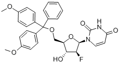1-[5-O-[二(4-甲氧基苯基)苯甲基]-2-脱氧-2-氟-BETA-D-阿拉伯呋喃糖基]-2,4(1H,3H)-嘧啶二酮,144822-63-9,结构式