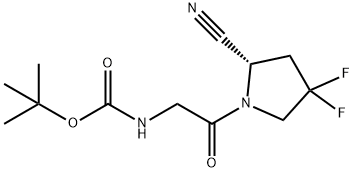 (S)-tert-butyl (2-(2-cyano-4,4-difluoropyrrolidin-1-yl)-2-oxoethyl)carbamate Struktur