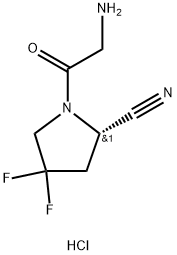(S)-1-(2-氨基乙酰基)-4,4-二氟吡咯烷-2-甲腈盐酸盐 结构式