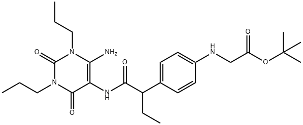 Glycine,  N-[4-[1-[[(6-amino-1,2,3,4-tetrahydro-2,4-dioxo-1,3-dipropyl-5-pyrimidinyl)amino]carbonyl]propyl]phenyl]-,  1,1-dimethylethyl  ester Structure