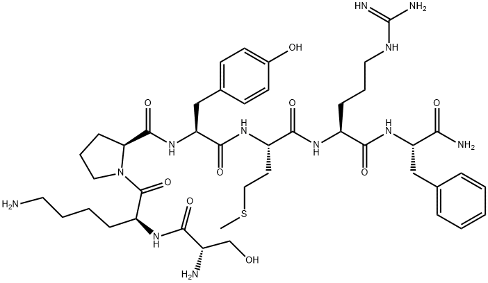 seryl-lysyl-prolyl-tyrosyl-methionyl-arginyl-phenylalaninamide 化学構造式