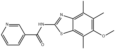 3-Pyridinecarboxamide,  N-(6-methoxy-4,5,7-trimethyl-2-benzothiazolyl)- 化学構造式