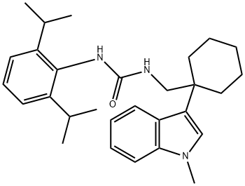 3-(2,6-dipropan-2-ylphenyl)-1-[[1-(1-methylindol-3-yl)cyclohexyl]methy l]urea 结构式