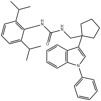 N(sup 1)-(2,6-diisopropylphenyl)-N(sup 2)-(1-(1-phenyl-3-indolyl)cyclo pentylmethyl)urea Structure