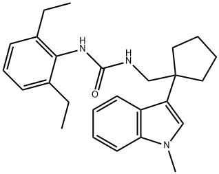 N(sup 1)-(2,6-Diethylphenyl)-N(sup 2)-(1-(1-methyl-3-indolyl)cyclopent ylmethyl)urea Structure