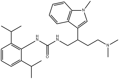 N(sup 1)-(2,6-Diisopropylphenyl)-N(sup 2)-(4-dimethylamino-2-(1-methyl -3-indolyl)butyl)urea 结构式