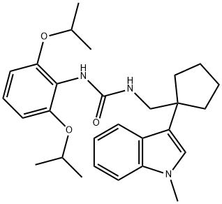3-(2,6-dipropan-2-yloxyphenyl)-1-[[1-(1-methylindol-3-yl)cyclopentyl]m ethyl]urea,145131-53-9,结构式