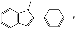 1-メチル-2-(4-フルオロフェニル)-1H-インドール 化学構造式