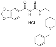 1,3-Benzodioxole-5-carboxamide, N-(((2-(1-(phenylmethyl)-4-piperidinyl )ethyl)amino)thioxomethyl)-, monohydrochloride Struktur