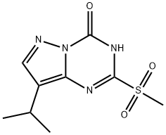 8-Isopropyl-2-(methylsulfonyl)pyrazolo[1,5-a][1,3,5]triazin-4-ol 化学構造式