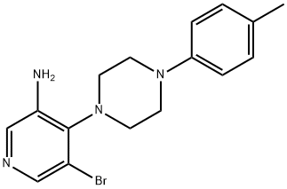 5-ブロモ-4-[4-(4-メチルフェニル)-1-ピペラジニル]-3-ピリジンアミン 化学構造式