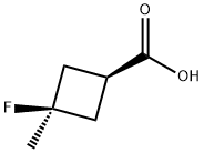反式-3-氟-3-甲基环丁-1-羧酸, 1455037-43-0, 结构式