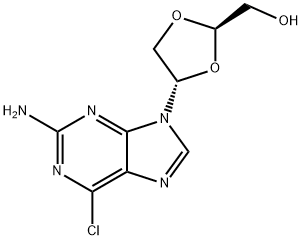 4-(2-amino-6-chloro-9H-purin-9-yl)-1,3-dioxolane-2-methanol 结构式