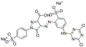 DISODIUM HYDROGEN 4-[[5-[(4,6-DICHLORO-1,3,5-TRIAZIN-2-YL)AMINO]-2-SULPHONATOPHENYL]AZO]-4,5-DIHYDR, 14552-81-9, 结构式