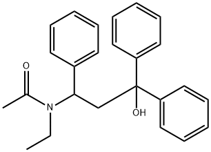 N-エチル-N-(3-ヒドロキシ-1,3,3-トリフェニルプロピル)アセトアミド 化学構造式